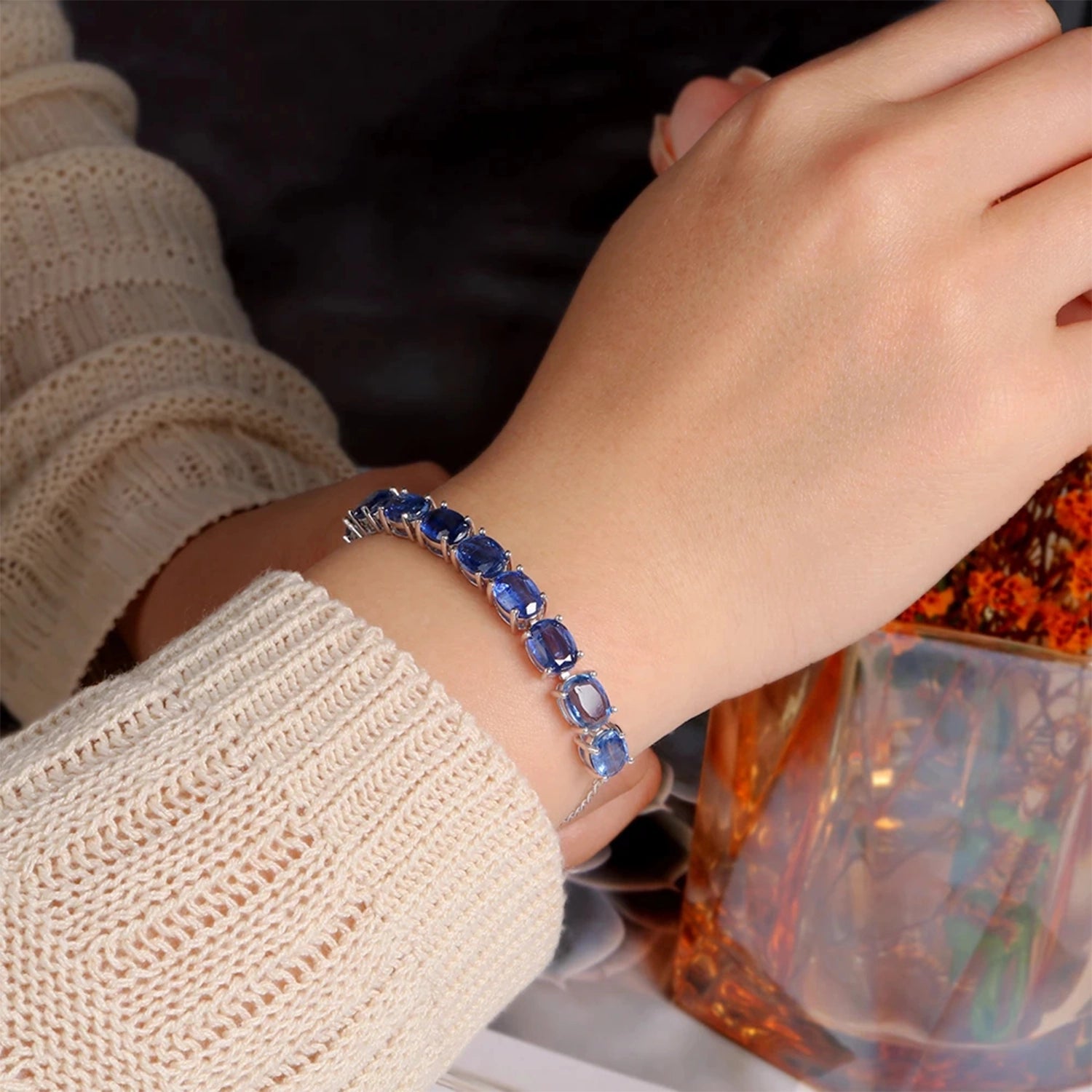 Kyanite Geometric Chain Bracelet